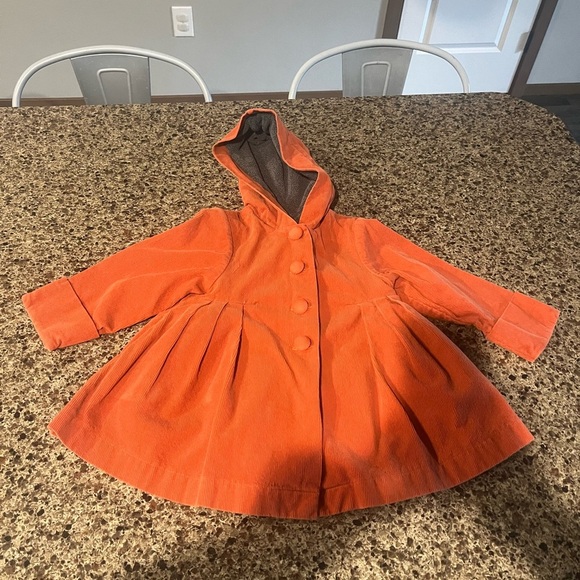Maria Elena Orange Fleece Lined Hooded Toddler Coat - Picture 1 of 7